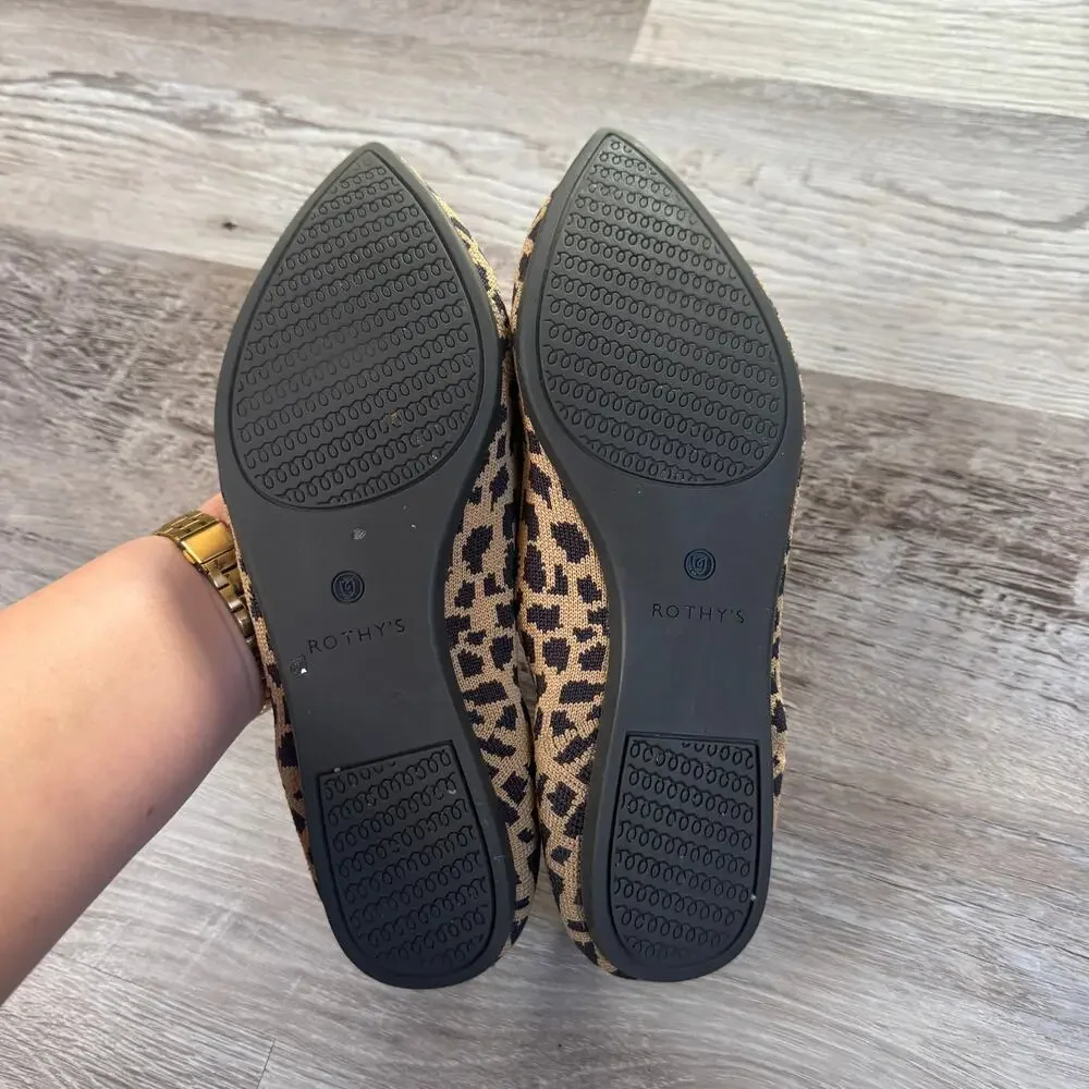 Rothy's The Point Leopard Print Knit Flats Pointed Toe Women's 10